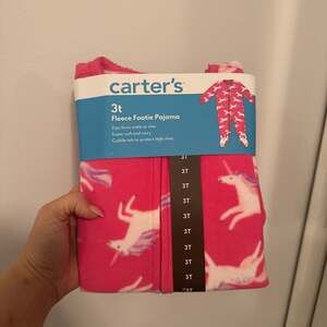 3T Carter's Baby Toddler Girls Fleece Footie Pajama Pink Unicorn